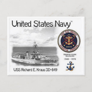 Postal USS USS RICHARD E. KRAUS DD-849 Postcard Postcar