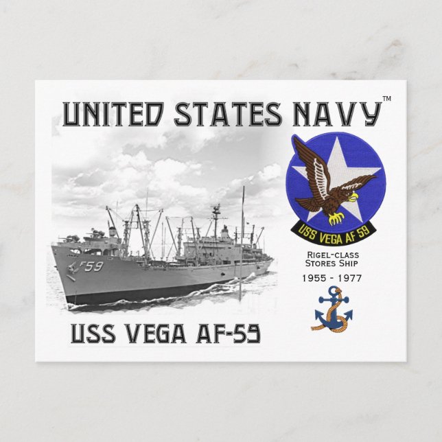 POSTAL USS VEGA AF-59 STORE SHIP - POSTCARD (Anverso)