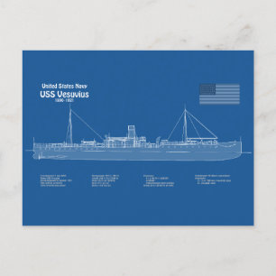 Postal USS Vesuvius - Planes de trazado de buques ABD