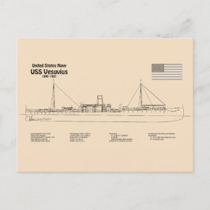 Postal USS Vesuvius - Planes de trazado de buques SD