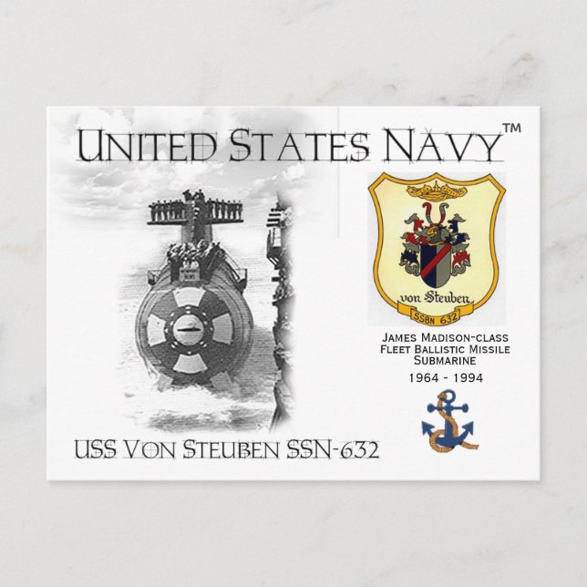 POSTAL USS VON STEUBEN SSN-632 SUBMARINO - POSTCARD (Anverso)
