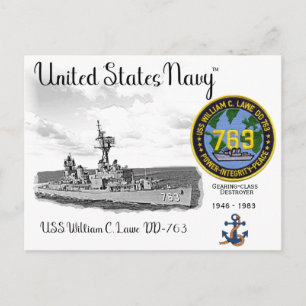 POSTAL USS WILLIAM C. LAWE DD-763  DESTRUCTOR