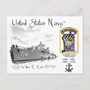 Postal USS WILLIAM R. Rush DD-714 DESTRUYER