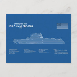 Postal USS Zumwalt - Planes de trazado de buques ABD