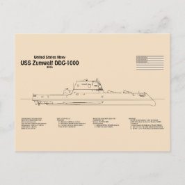 Postal USS Zumwalt - Planes de trazado de buques SD