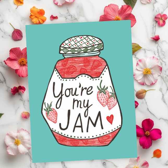 Postal USTED ES MI AMOR Personalizado DE Ilustracion DE f (YOU ARE MY JAM Strawberry Illustration Custom Love Postcard
)