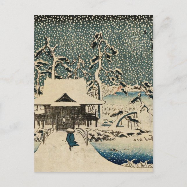 Postal Utagawa Hiroshige-Escena de Nieve (Anverso)