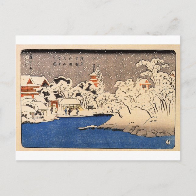 Postal Utagawa Kuniyoshi - nieve en Senso-j (Anverso)