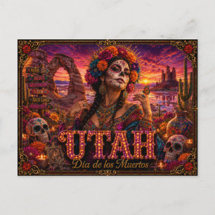 Postal Utah Día de los Muertos Retro