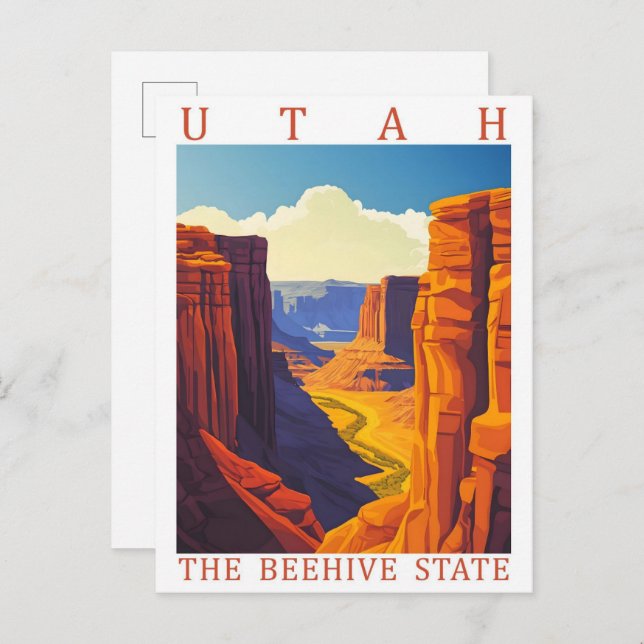 Postal Utah, el lugar de viaje del estado de Beehive en E (Anverso / Reverso)