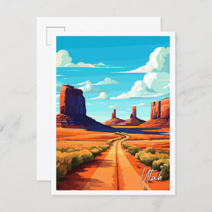 Postal Utah Ilustracion de viajes de arte estadounidense