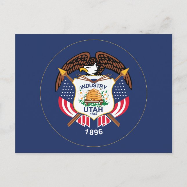 Postal Utah State Flag Modern Beehive Star Land of Zion (Anverso)