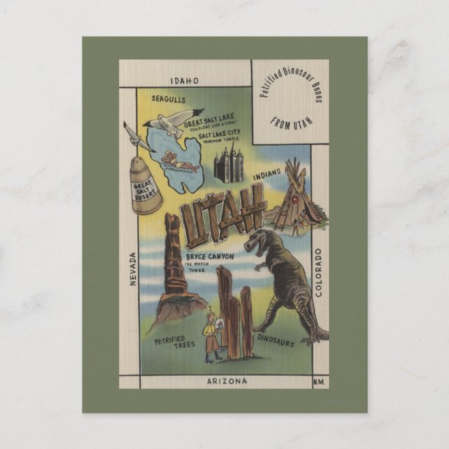 Postal UtahImágenes de sitios a ver en UtahUtah (Anverso)