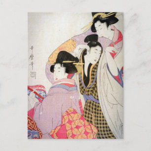 Postal Utamaro Geishas con cliente Tipsy
