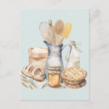 Utensilios de cocina para hornear pan de acuarela