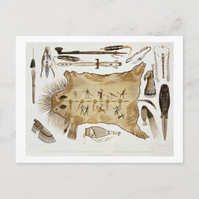 Postal Utensilios y brazos indios, placa 21 del volumen 2 (Anverso)