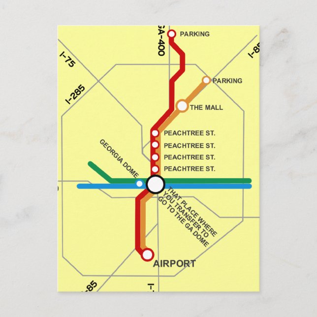 Postal Útil mapa del metro de Atlanta (Anverso)