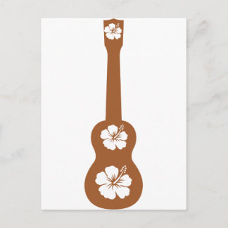 Postal Uulele e hibiscus blanco