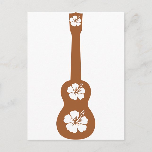 Postal Uulele e hibiscus blanco (Anverso)