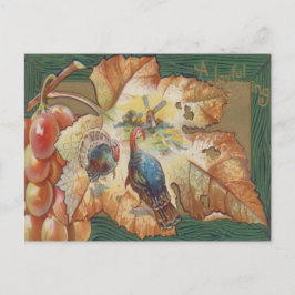 Postal Uva de pavo Molino de viento Hoja de otoño