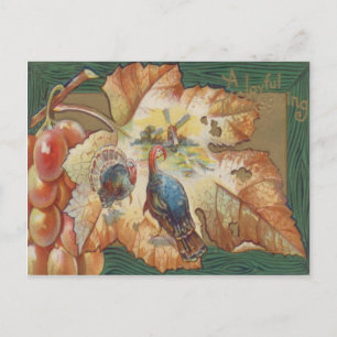 Postal Uva de pavo Molino de viento Hoja de otoño