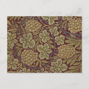 Postal Uva de Vid de William Morris Rojo Verde Arte