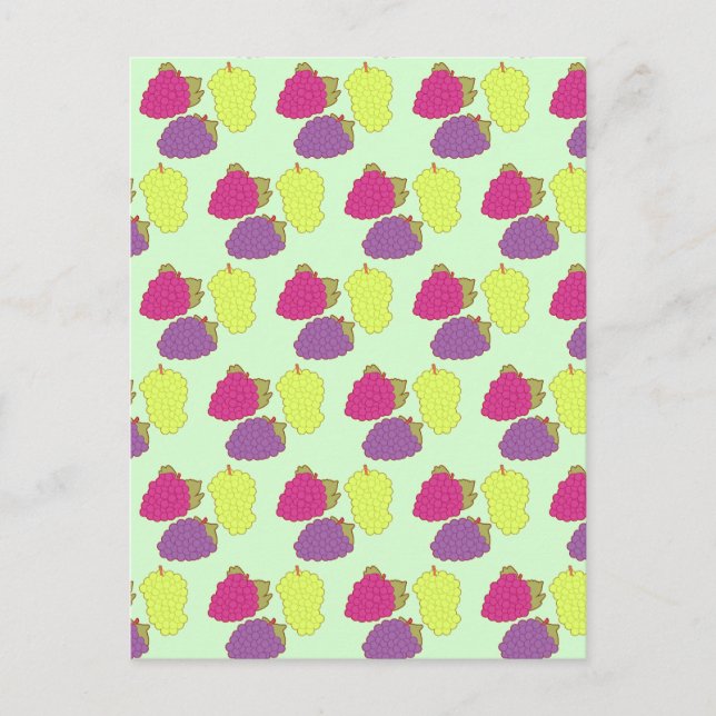 Postal Uvas Rojas, Verdes Y Púrpura (Anverso)