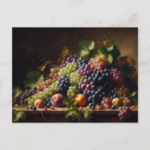 Postal Uvas y fruta: pintura para la vida
