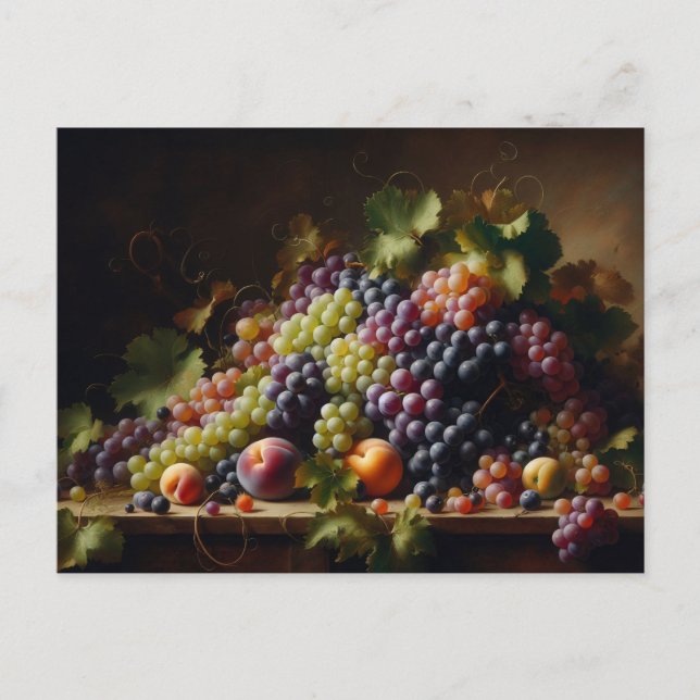 Postal Uvas y fruta: pintura para la vida (Anverso)