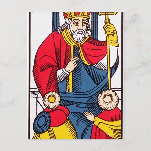 Postal V El Papa, Tarot card (Anverso)