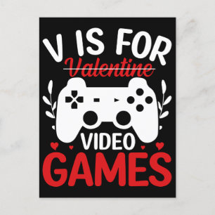 Postal V es para juegos de video con San Valentín cruzado