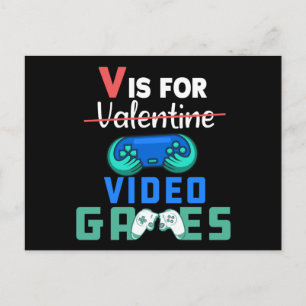 Postal V es para Video Juegos Divertidos Valentines Jugad