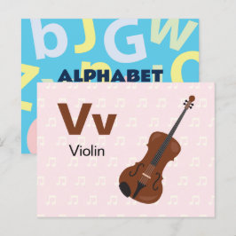 Postal V es para Violin - Alphabet Flash Card