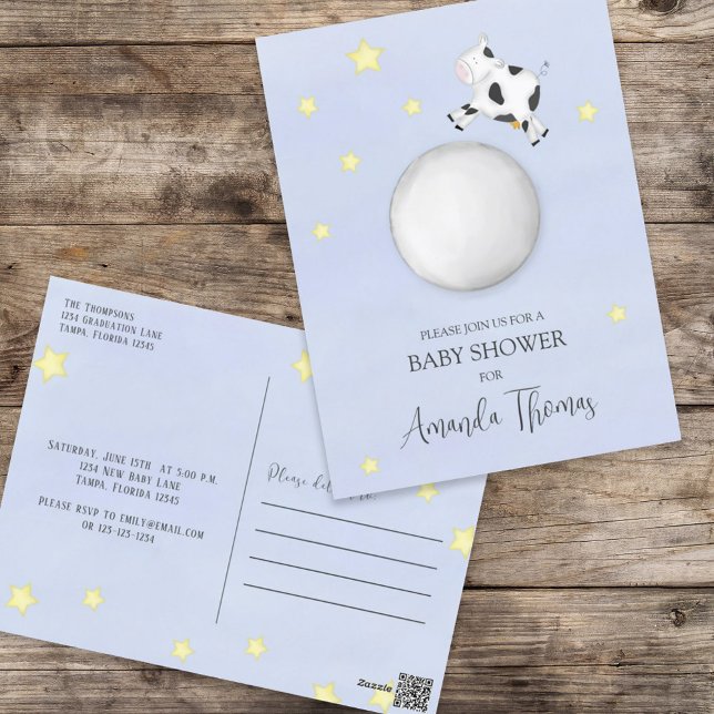 Postal Vaca acuarela moderna de Baby Shower saltó sobre l (Subido por el creador)