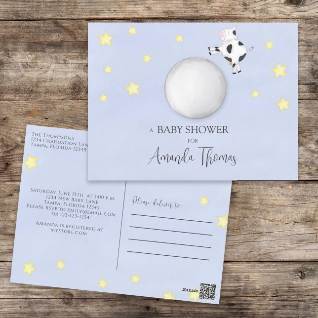 Postal Vaca acuarela moderna de Baby Shower saltó sobre l (Subido por el creador)