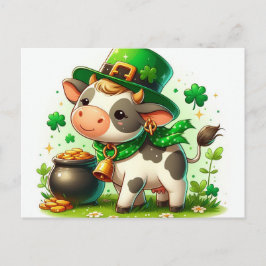 Postal Vaca adorable del día de San Patricio