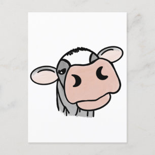Postal vaca de dibujos animados negro blanco rosa beso gr