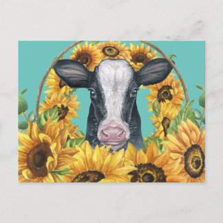 Postal Vaca de girasol