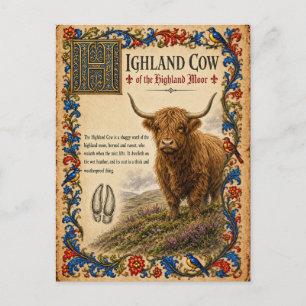 Postal Vaca de las Tierras Altas, Arte de Bestiario Medie
