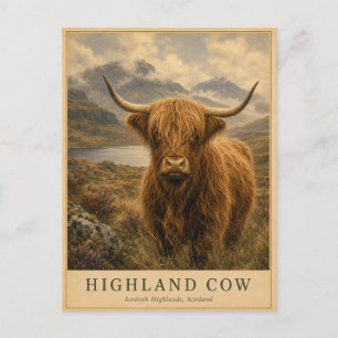 Postal Vaca de las Tierras Altas Escocia VINTAGE