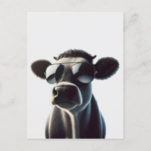 Postal Vaca de moda con gafas de sol
