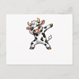 Postal Vaca divertida haciendo dab, vaca linda de granja