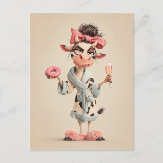 Postal Vaca fresca en modo spa (Anverso)