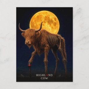 Postal Vaca Highland Cane gótico Surrealista