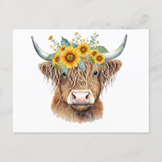 Postal Vaca Highland decorada