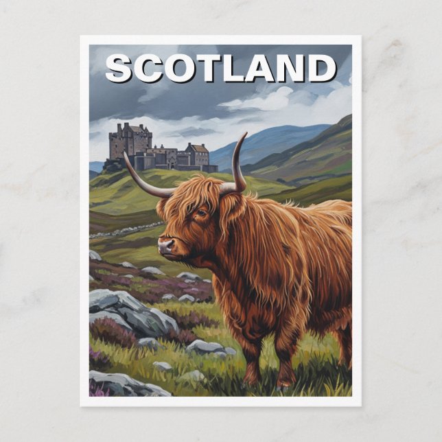 Postal Vaca Highland en Escocia Viaje (Anverso)
