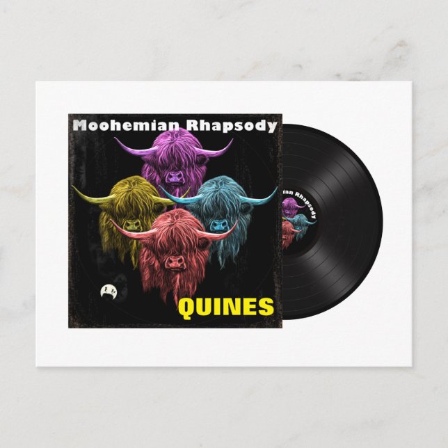 Postal Vaca Highland escocesa. Moohemian Rhapsody (Anverso)