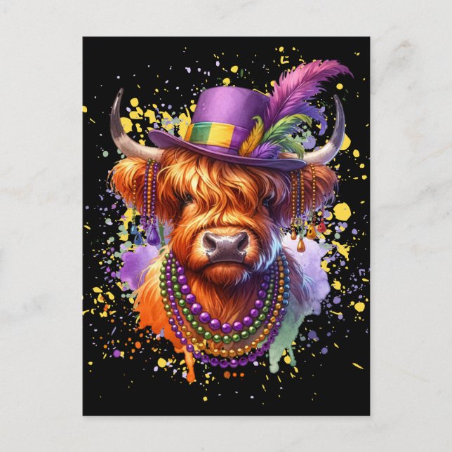 Postal Vaca Highland Mardi Gras (Anverso)