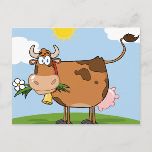 Postal Vaca lechera marrón