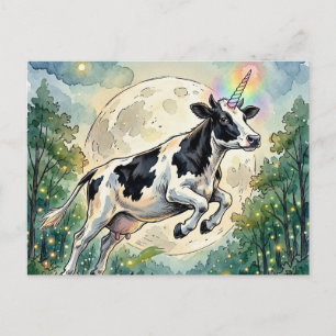 Postal Vaca Lechera Unicornio y la Luna